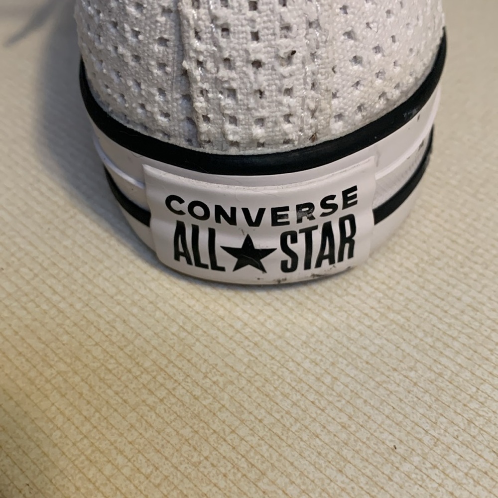 Converse Women’s White Low Top Perforated Sneaker with Black Trim - Picture 5 of 6